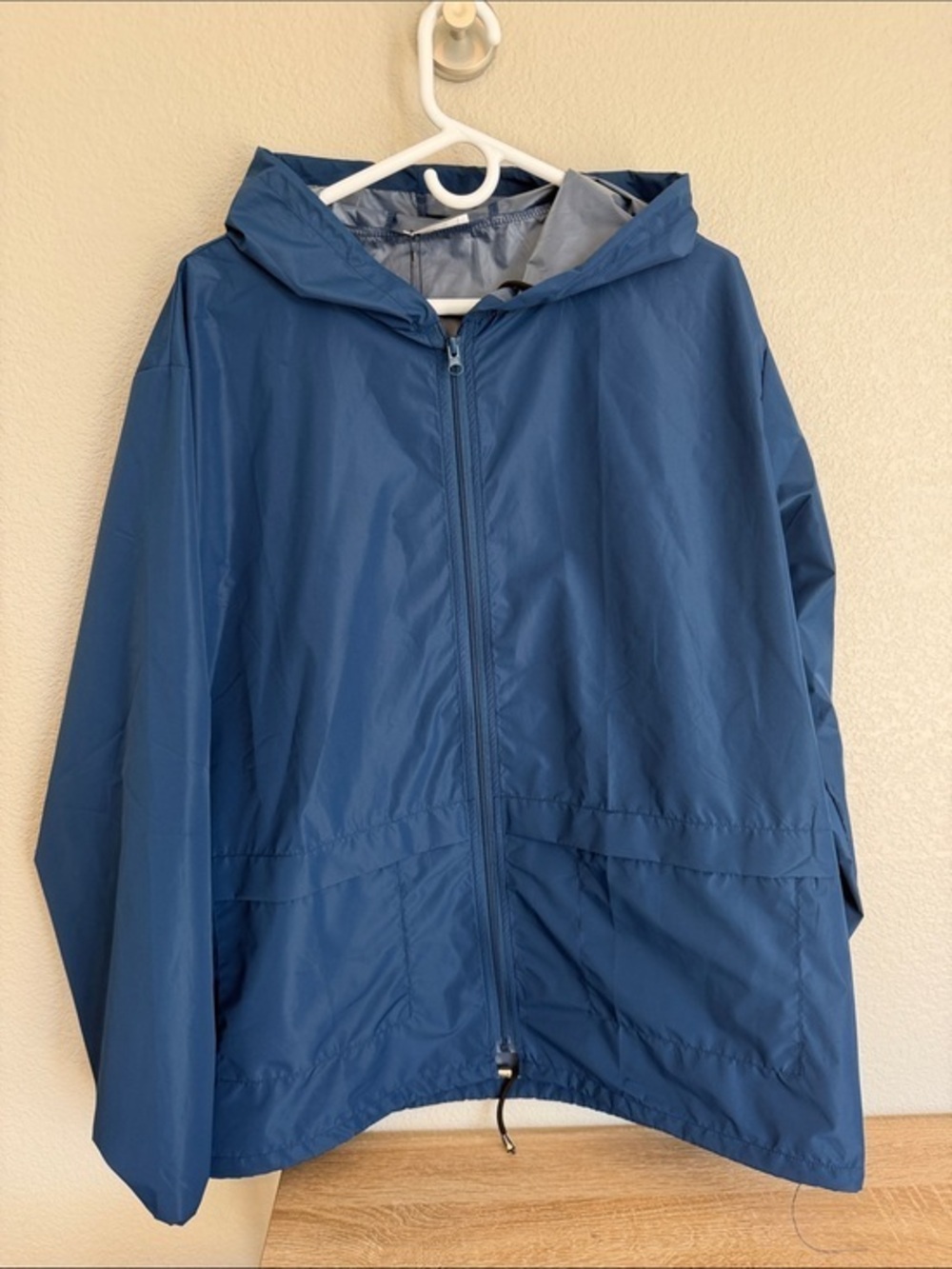 Men's Blue Hooded Raincoat - Lightweight Water-Resistant Jacket